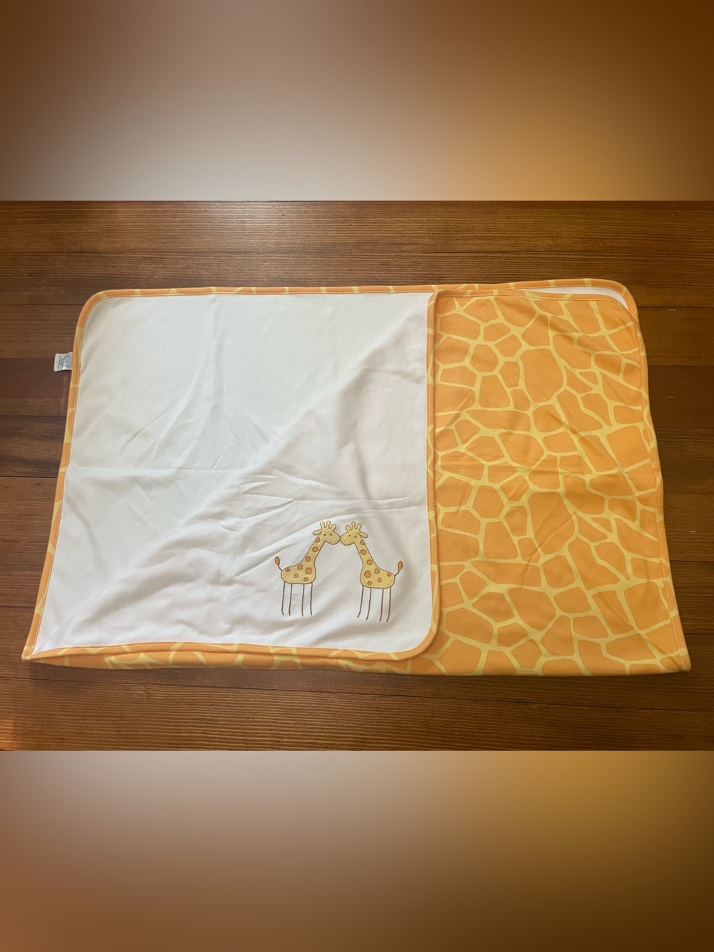 Vintage Gymboree Cotton Reversible Giraffe Kissing Baby Blanket